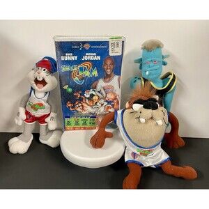 Space Jam Sealed VHS + Plush Lot Bugs Bunny Taz Monstar 1996 Vintage Warner Bros